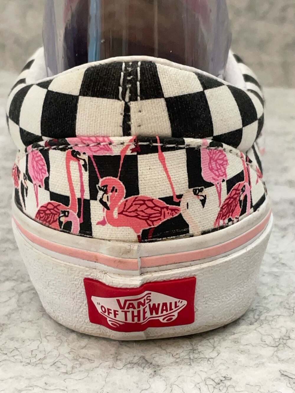 Vans Classic Slip-On Customs Checkered Flamingo Print Shoes - Picture 10 of 11